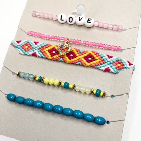 NEW BP Love spell out beaded bracelet friendship bracelet set heart - Picture 2 of 3